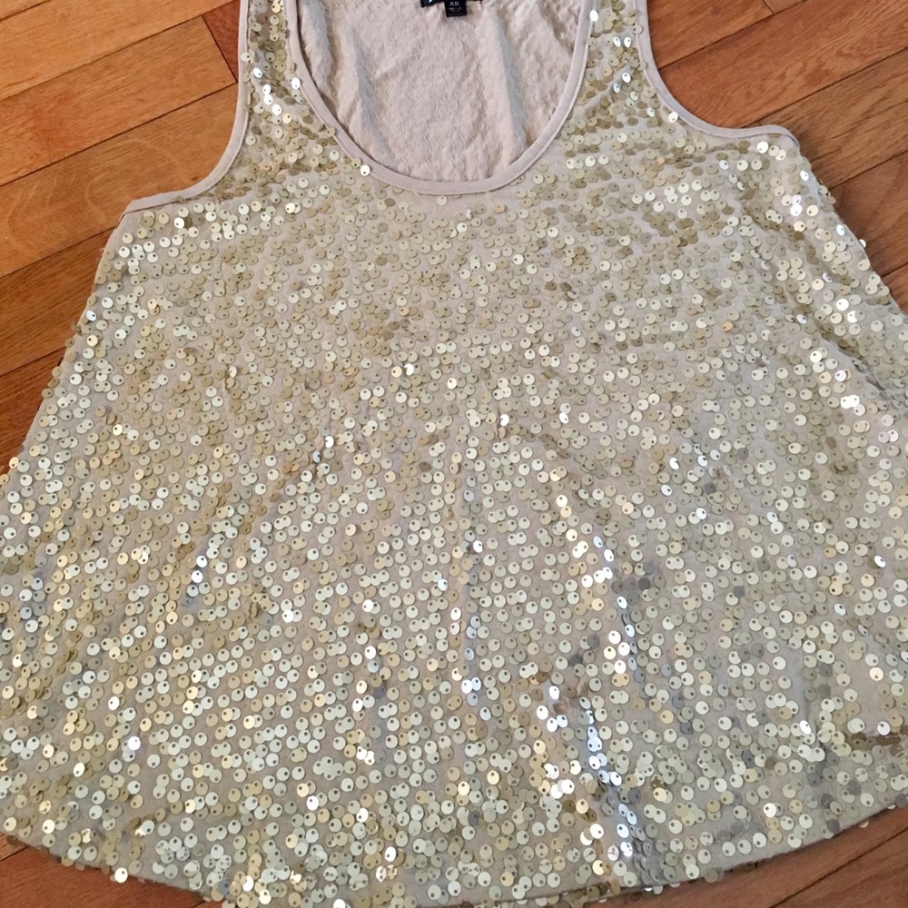 LILY WHITE baby doll gold sequins tank